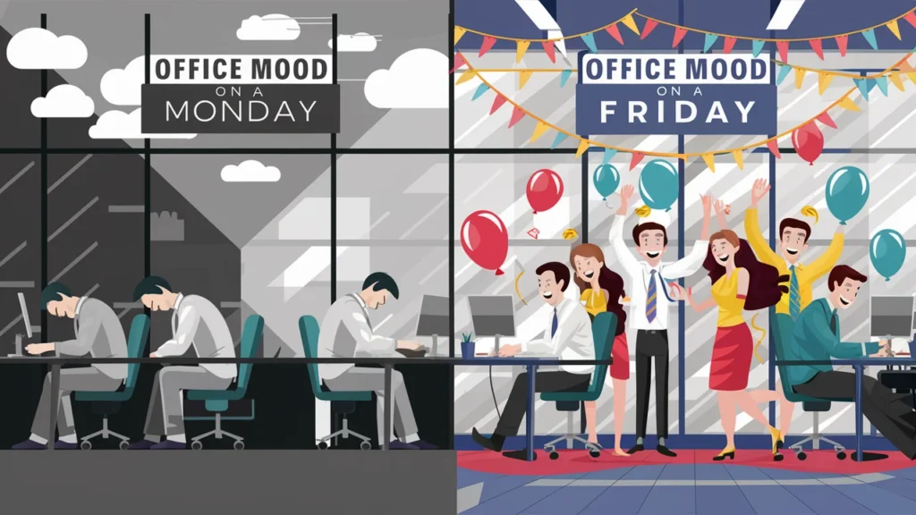 Office Mood on a Monday vs. Friday